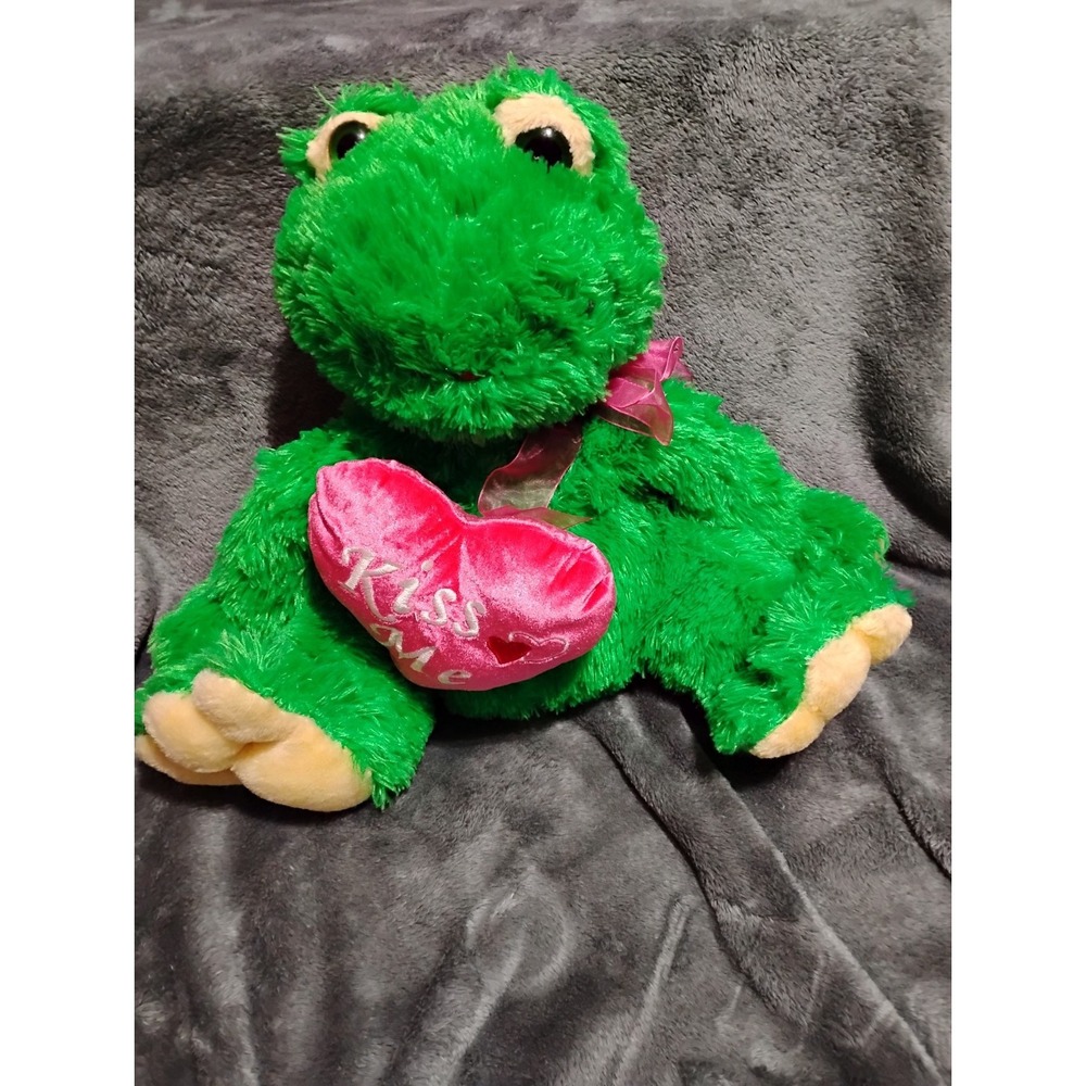 Valentines Plush Frog W/ Kiss Me Heart Stuffed Animal 17"